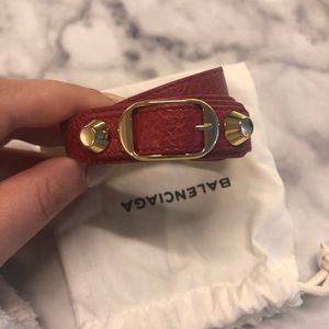 Balenciaga Arena Tour Leather Double Wrap Bracelet